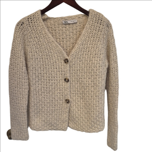 Zara Beige Knit Cardigan
